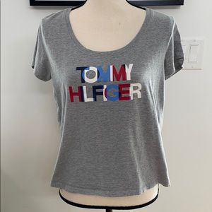 Gray Scoop Neck Tommy Hilfiger TShirt